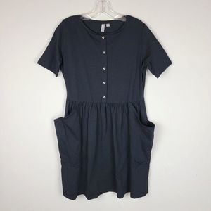 ASOS Black Oversized Short Sleeves Button Up Pockets Classic Basic Dress Size 0